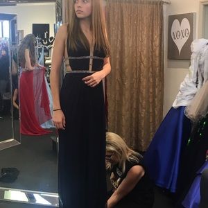 Midnight blue prom dress.